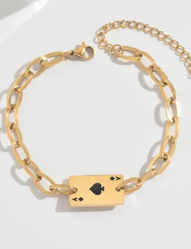 Spade A Playing Card Bracelet, Fashion Trend Titanium Steel, Color Retention, Cool Styling, Unisex Jewelry, Light Luxury Trend A - Aliexpress - FashionsVida