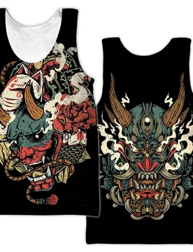 Samurai Oni Mask Tattoo 3D All Over Printed Men vest Summer Harajuku Sleeveless T-shirt Unisex Casual Polyester Tank Tops - Aliexpress - FashionsVida