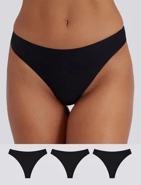 Boux Avenue 3pk Thongs Black female - Boux Avenue - FashionsVida