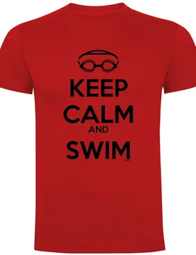 Keep Calm And Swim Short Sleeve T-shirt Red M Men - Kruskis - FashionsVida