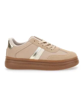 Sneakers beige inserti metallizzati fondo a contrasto GB2026 38 - ME & ME - FashionsVida
