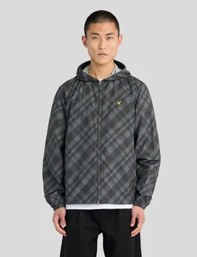 Men's Tartan Lightweight Hooded Jacket Jet Black - Lyle & Scott - FashionsVida