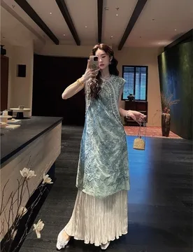 A new style of black-flowered Chinese-style rope and beaded cheongsam long vest dress - Aliexpress - FashionsVida