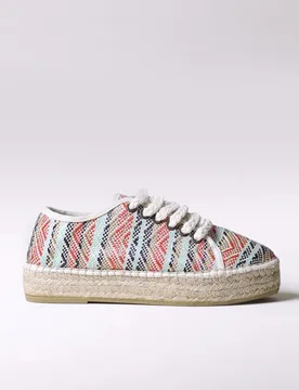 Alpargatas de plataforma de mujer de tejido estampado con cordones - Toni Pons - FashionsVida