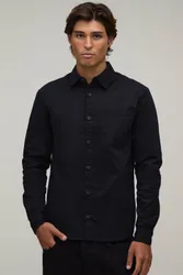 Herren Regular Fit Langarm Baumwollhemd Black Größe Small