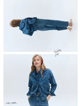 Pantalón denim de mujer crop culotte abotonado - Easy Wear - FashionsVida