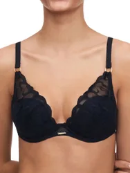 Womens Fleurs Plunge T-Shirt Bra - Black Nylon - Size 32d