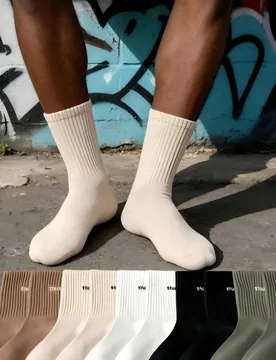 Pares de calcetines de media caña personalizados con letra en el talón de unicolor para hombres 5/10/15 pares 10 pares - Shein - FashionsVida