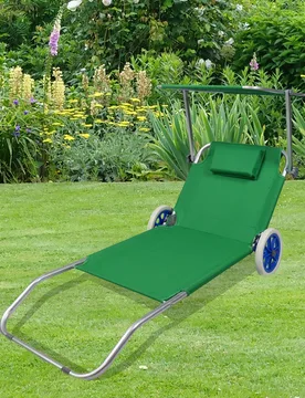 Gartenliege Sonnenliege rollbar Grün - VCM - FashionsVida