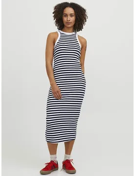 Robe Longue Sans Manches Forest Jjxx Bright White / Stripes Black XL - Jack & jones - FashionsVida