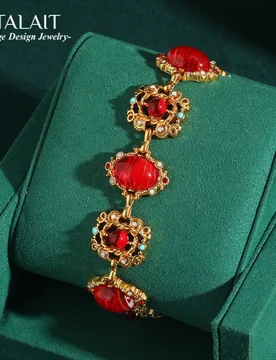 Vintage Gold Color Red Crystal Bracelet For Women Natural Stone Oval Colorful Rhinestones Round Antique Jewelry Accessories 2025 - Aliexpress - FashionsVida