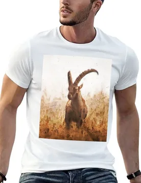 Ibex - Mountain Goats _ watercolor painting T-Shirt t shirt man casual man t shirt summer man t shirt designer T-shirt - Aliexpress - FashionsVida