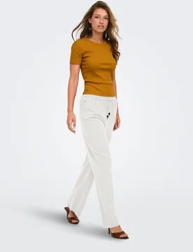 Pantalón de mujer con cintura elástica y cierre de cordón - Only - FashionsVida