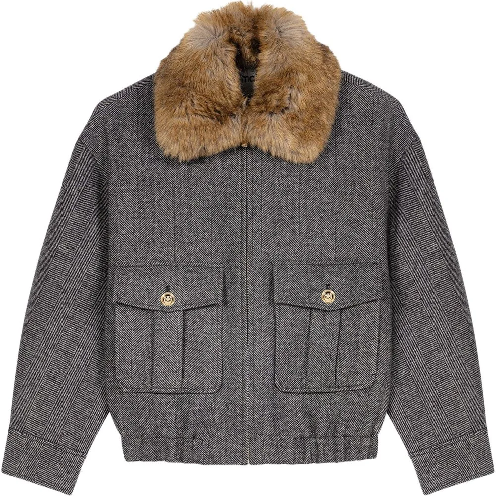 Cazadora de mujer oversize de lana de espiga - Maje - FashionsVida