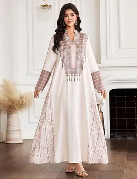 Nuevo vestido elegante y modesto con cuello con muesca, bordado, suelto y casual para citas de verano M - Shein - FashionsVida