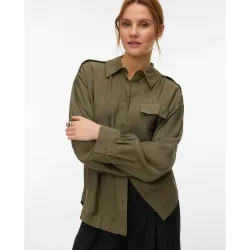 Camisa fluida de corte recto de mujer