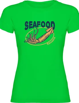 Seafood Squid Short Sleeve T-shirt Light Green M Women - Kruskis - FashionsVida